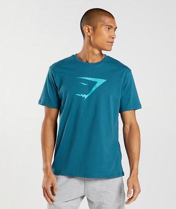 T Shirts Gymshark Sharkhead Infill Hombre Azules | CO 3313KOR